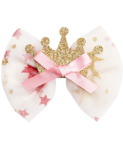 Princess Crown Tulle Bow Clip