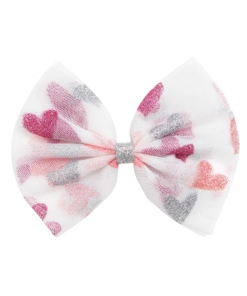 Glitter Heart Tulle Bow Clip