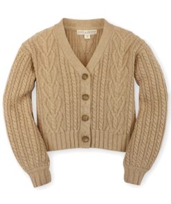 Chunky Cable Cardigan (Camel Heather 3M-24M)