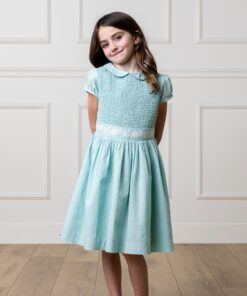Puff Sleeve Smocked Party Dress (Robin's Egg Blue)